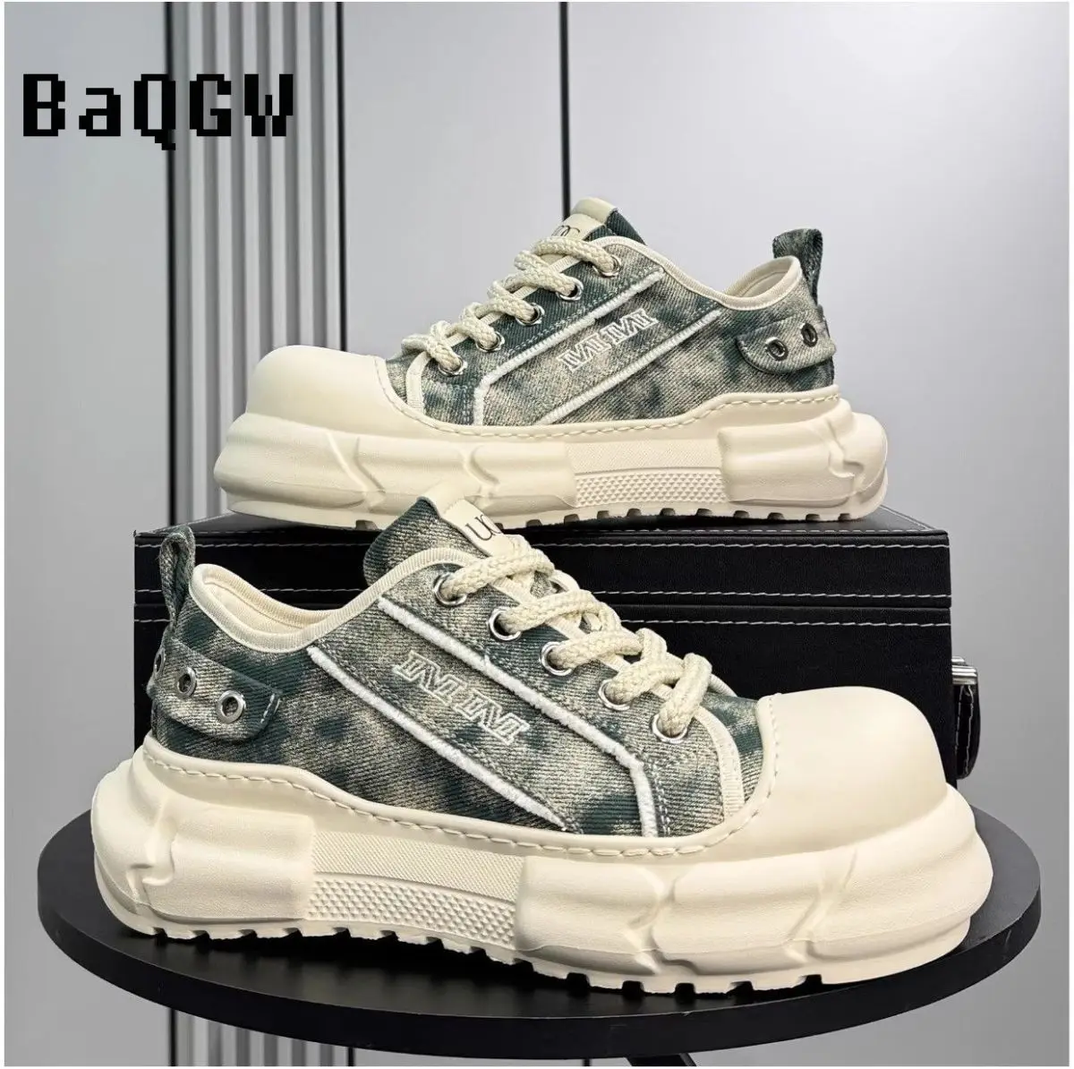 

Men Designer Canvas Casual Fashion Shoes Outdoor Sports Comfortable Running Thick Soles Anti-slip Wear-resistant Sport Sneakers