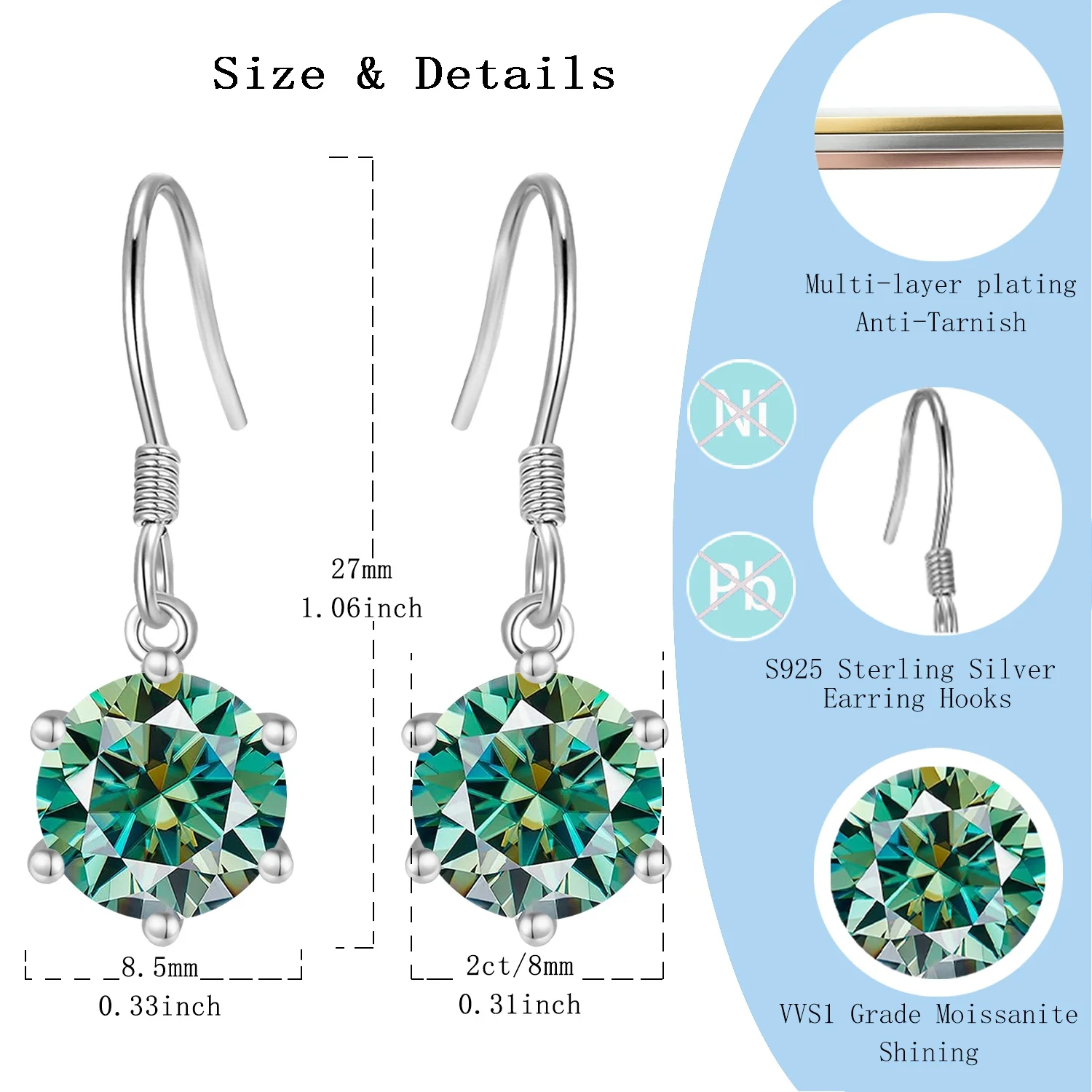 

LAMVOICE/ювелирные изделия из муассанита для женщин/серьги с серебром S925, рождественский подарок для ювелирных изделий высокого качества