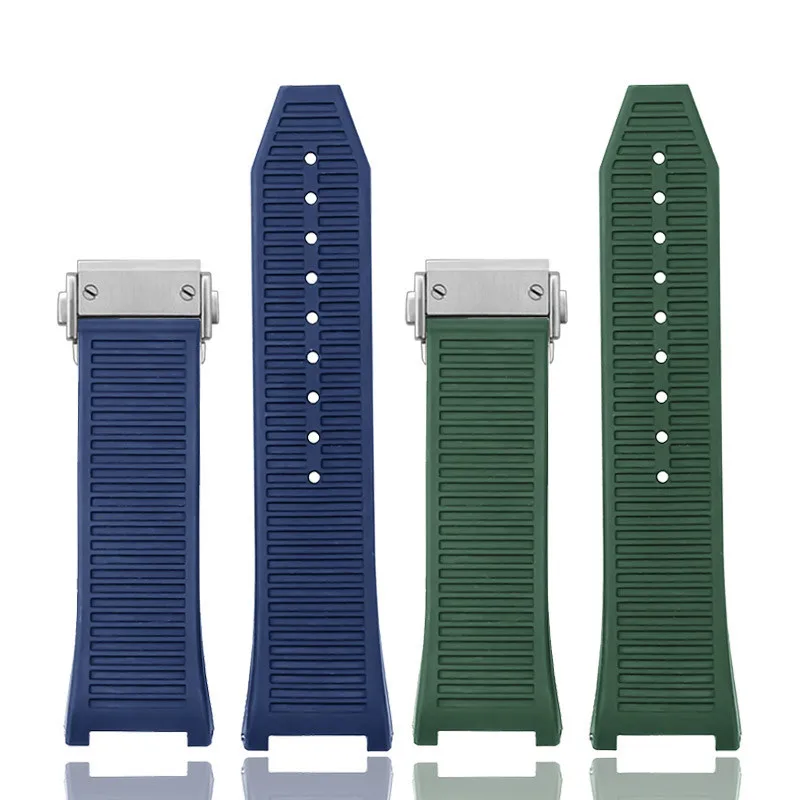 

For Ferragamo Sports Series Three Eyes F80 F-80 Rubber Silicone Men's Notched Folding Buckle Waterproof Watch Strap Watchband