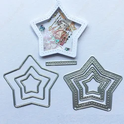 Star Frame Shake Metal Cutting Dies Stencils Scrapbooking Stamps Craft Background stamps Die Cut New 2024 Christmas Card Making