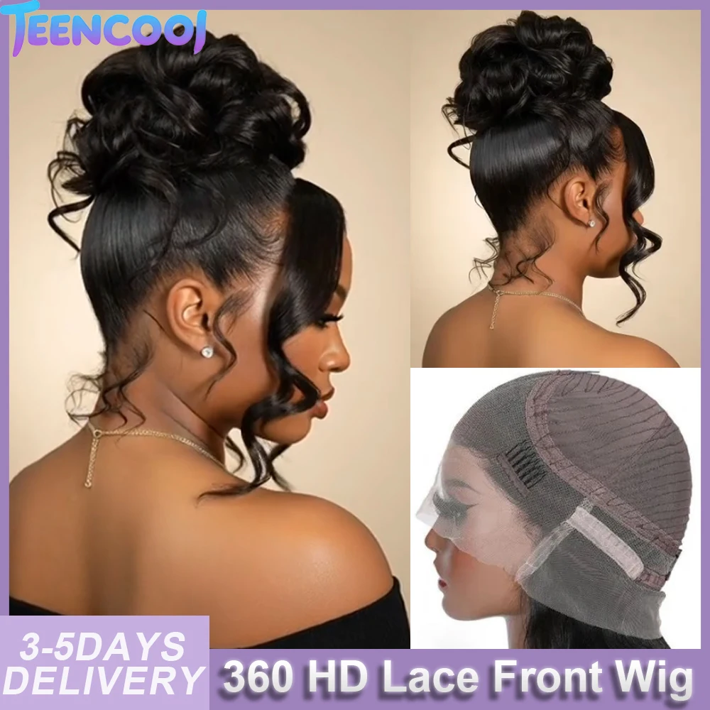 

40 Inch Body Wave 360 full lace wig Human Hair 200 Density Brazilian Pre Plucked Lace Wig 360 HD Transparent Lace Frontal Wigs Invisible Drawstring