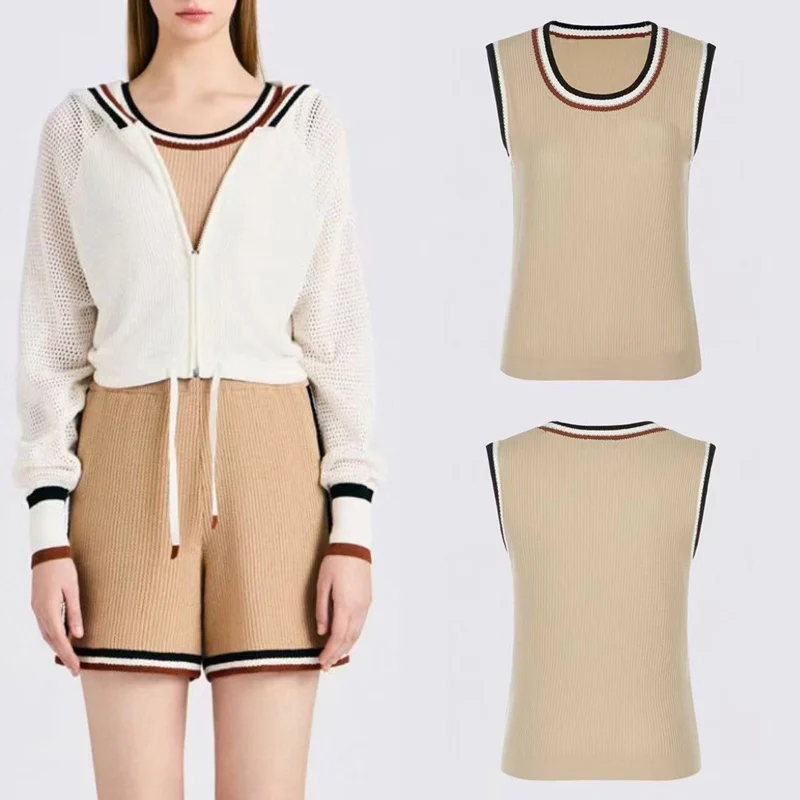 

Golf Clothing Women's 2025 Autumn Style Sports Breathable Slim Knit Golf Vest