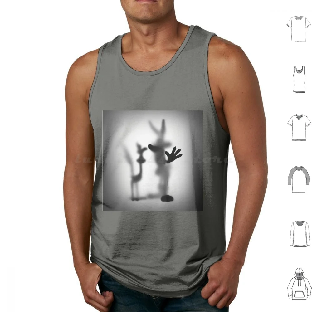 Road Coyote! Beep Beep! Silhouette Tank Tops Print Cotton Road Coyote Beep Beep Silhouette