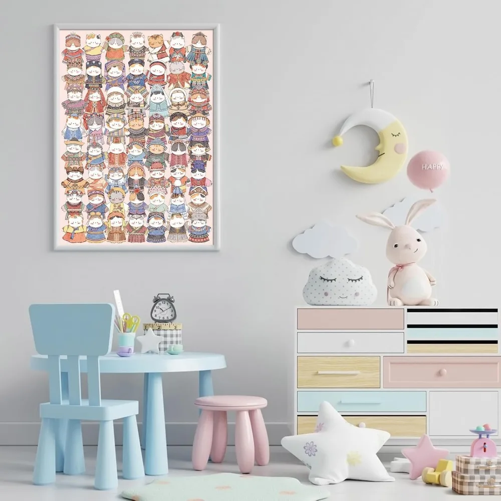 Puzzle per sfilata di moda felino per adulti 1000/500/300/120 pezzi Giocattolo di intrattenimento antistress Simpatico gattino Cartoon Puzzle regalo