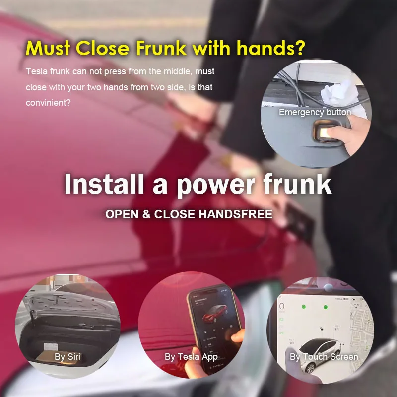 Electric Power Frunk For Tesla New Model Y 2025 2026 Juniper YL Smart Front Trunk Lift System APP Screen Siri Button Control 