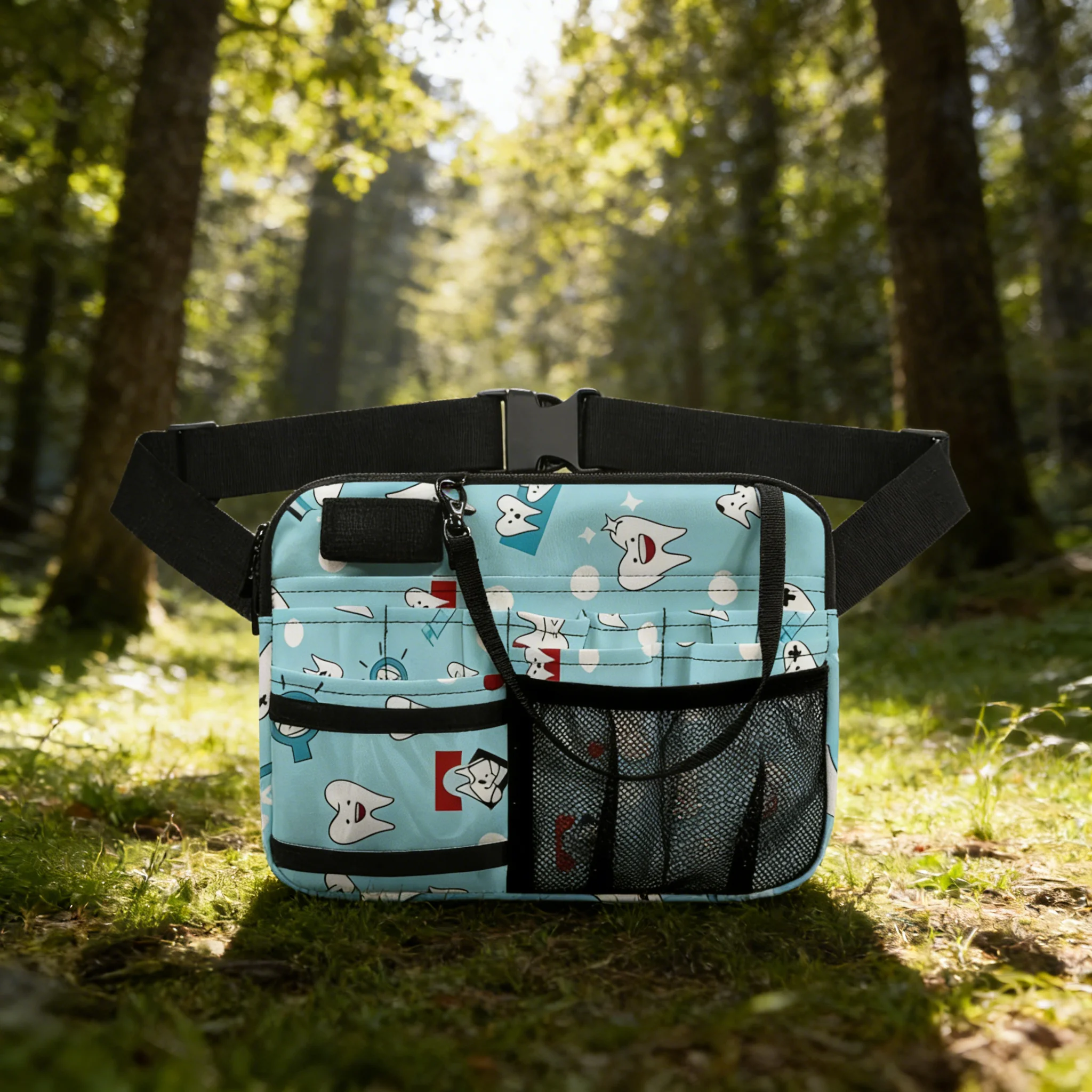 

Multi-Functional Tropical Floral Tool Waist Bag, Durable Organizer with Adjustable Strap & Mesh Pocket, Suitable for Nurses, Gar