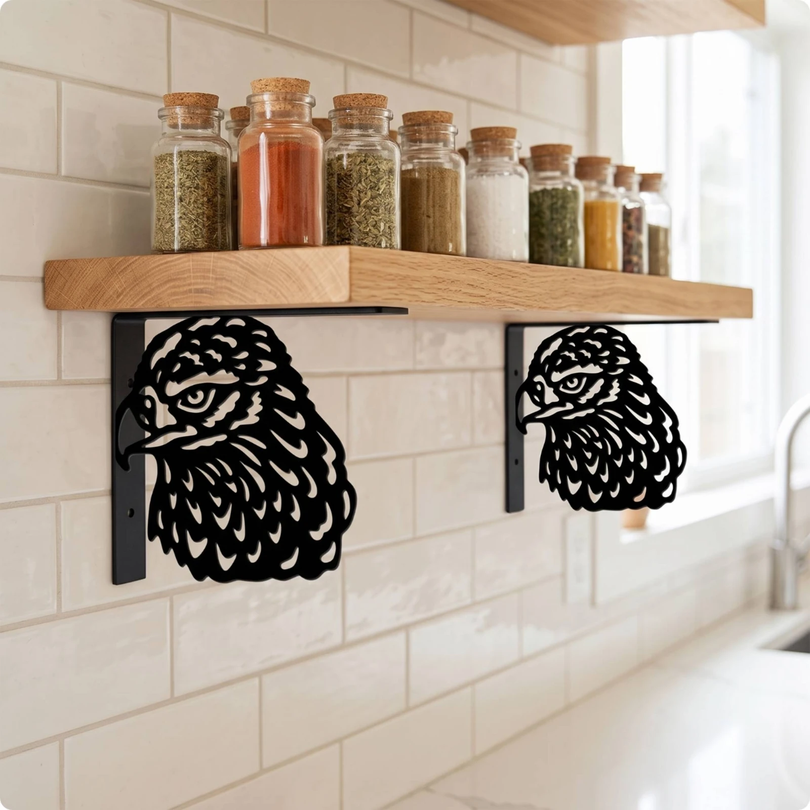 Wall Shelf Brackets Farmhouse Wall Mounted Shelf Brackets Powder-Coated Sturdy for Living Room, Kitchen