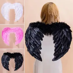 Children Adult Angel Devil White Black Feather Wings Fallen Angel Cosplay Little Wings Halloween Carnival Birthday Party Costume