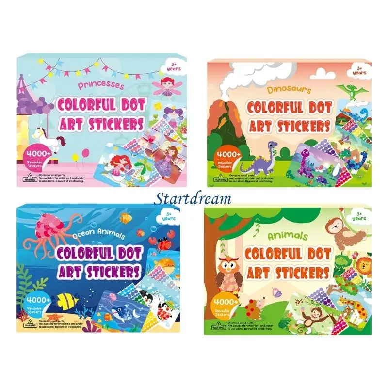Kids Art Sticker With Cartoon Animals Designs Perfect For Children Early Education Cartoon Themed Dot Art Sticker Pack K92C