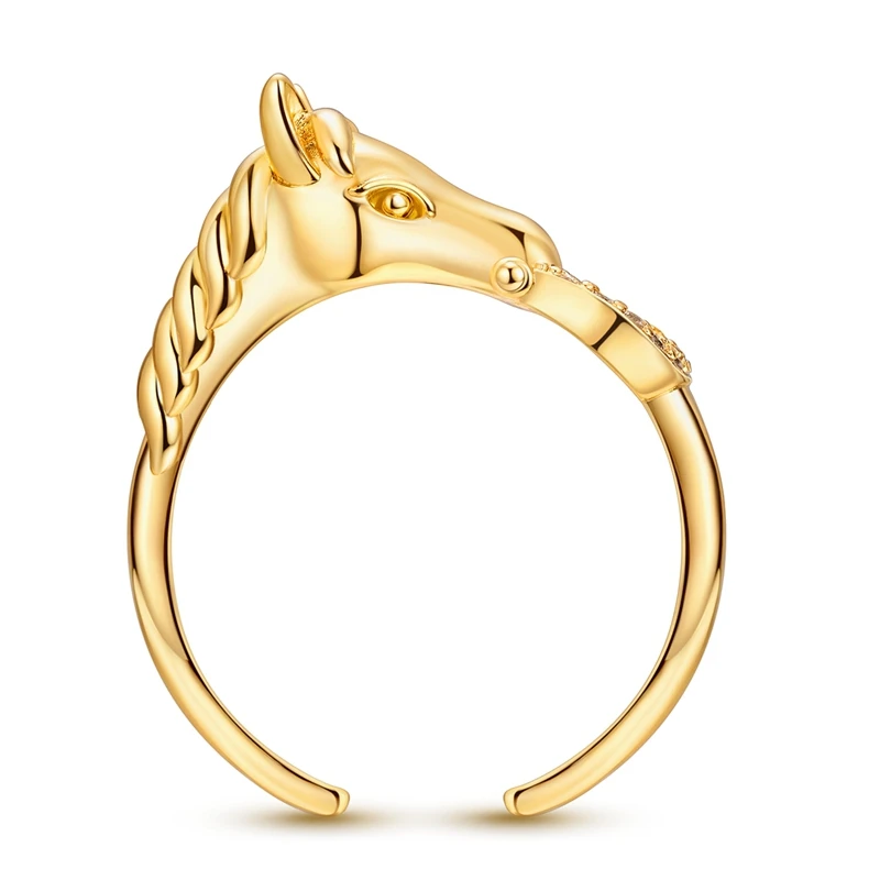 Women's 925 Silver Golden Horse Ring, Elegant Gift