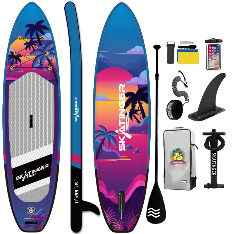 

Sup Inflatable Surfboard with Power Fin Paddle Board Soft Board PVC Material Dropshipping Factory Price Includes Bag