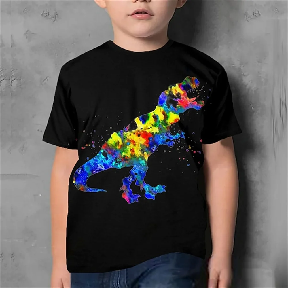 

2025 Baby T-Shirts Animal Print Casual Boy Clothes Dinosaur Short Sleeve Tees Boy Clothes 3d Print Children's Clothing