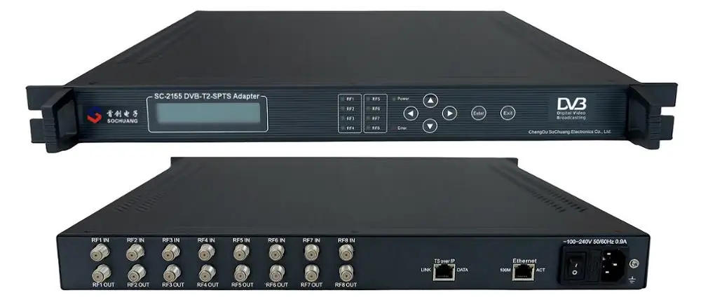 SC-2155 for IP TV FTA Tuner 8 Carriers R F IP Output Modulator DVB-T/T2 8 Tuner for Radio & TV Broadcasting Equipment