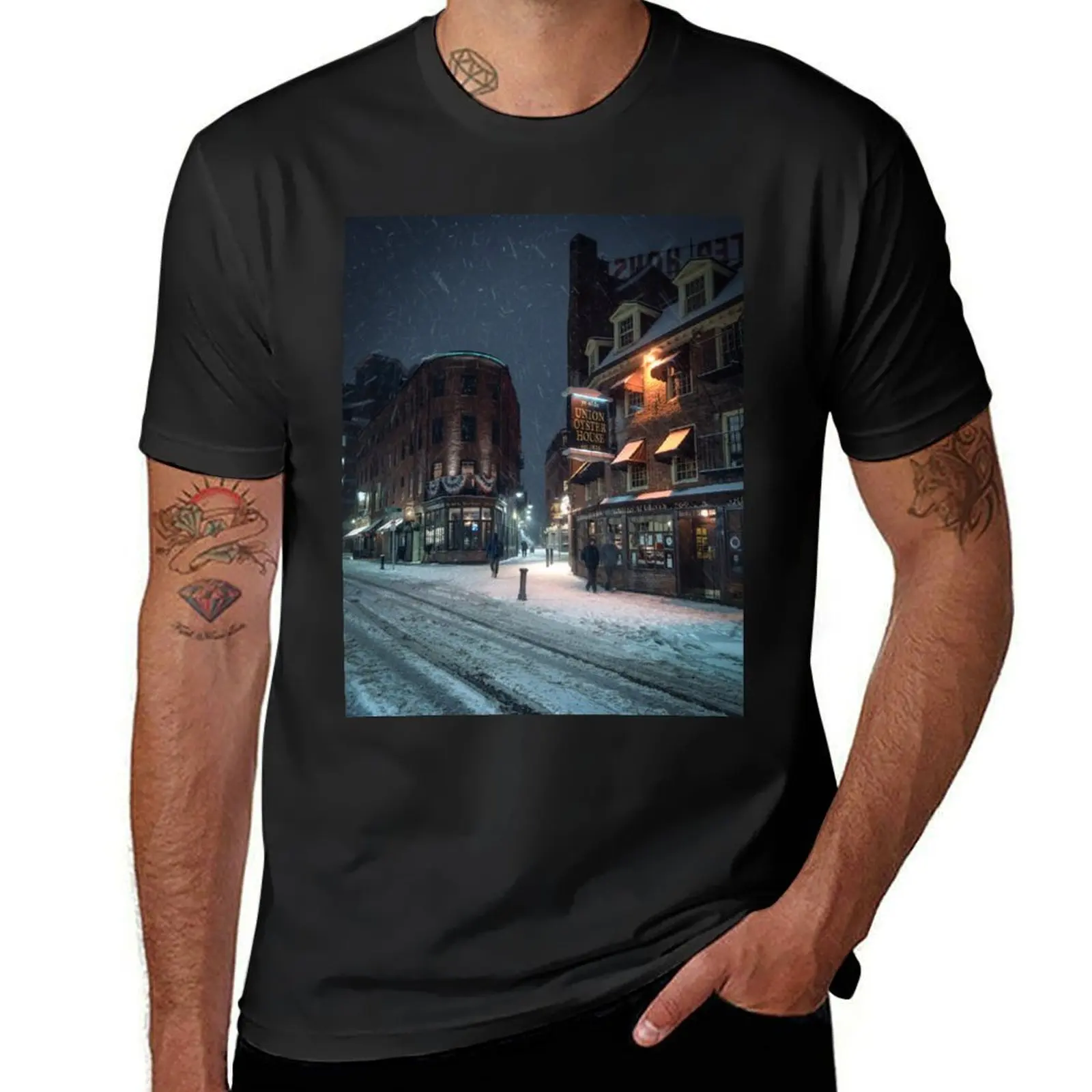 Snow in Boston T-Shirt heavyweights tees korean fashion Aesthetic clothing workout shirts for men