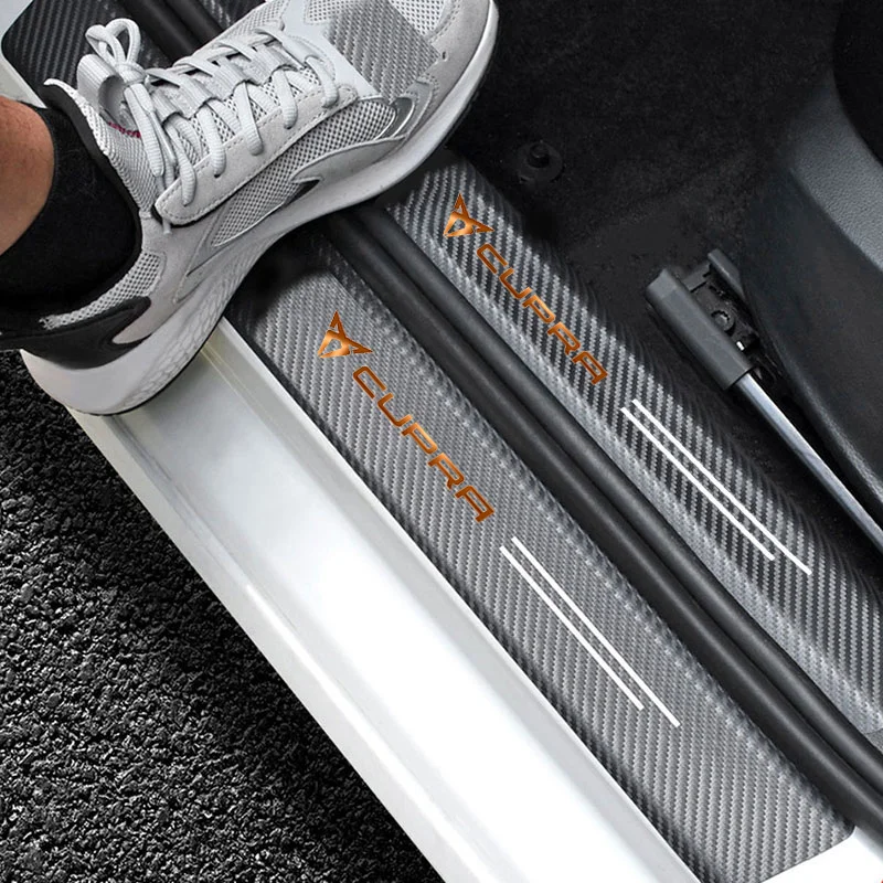 Car Door Sill Scuff Plate Protector Sticker For Cupra Formentor Leon Born Tavascan Ateca Door Entry Guard Trim Auto Accessories