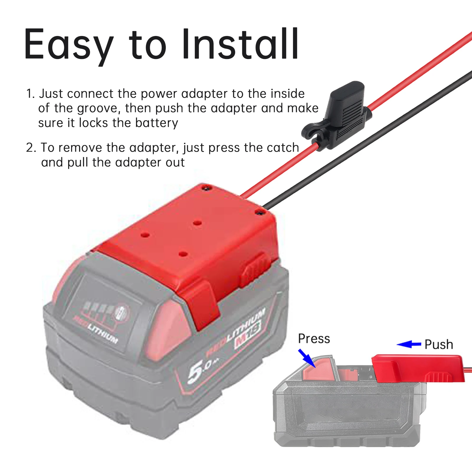 Imagem -06 - Diy Power Wheel Adapter Kit para Milwaukee M18 Conversor de Bateria de Lítio Crianças Passeio no Carro do Brinquedo com Porta-fusível Pcs