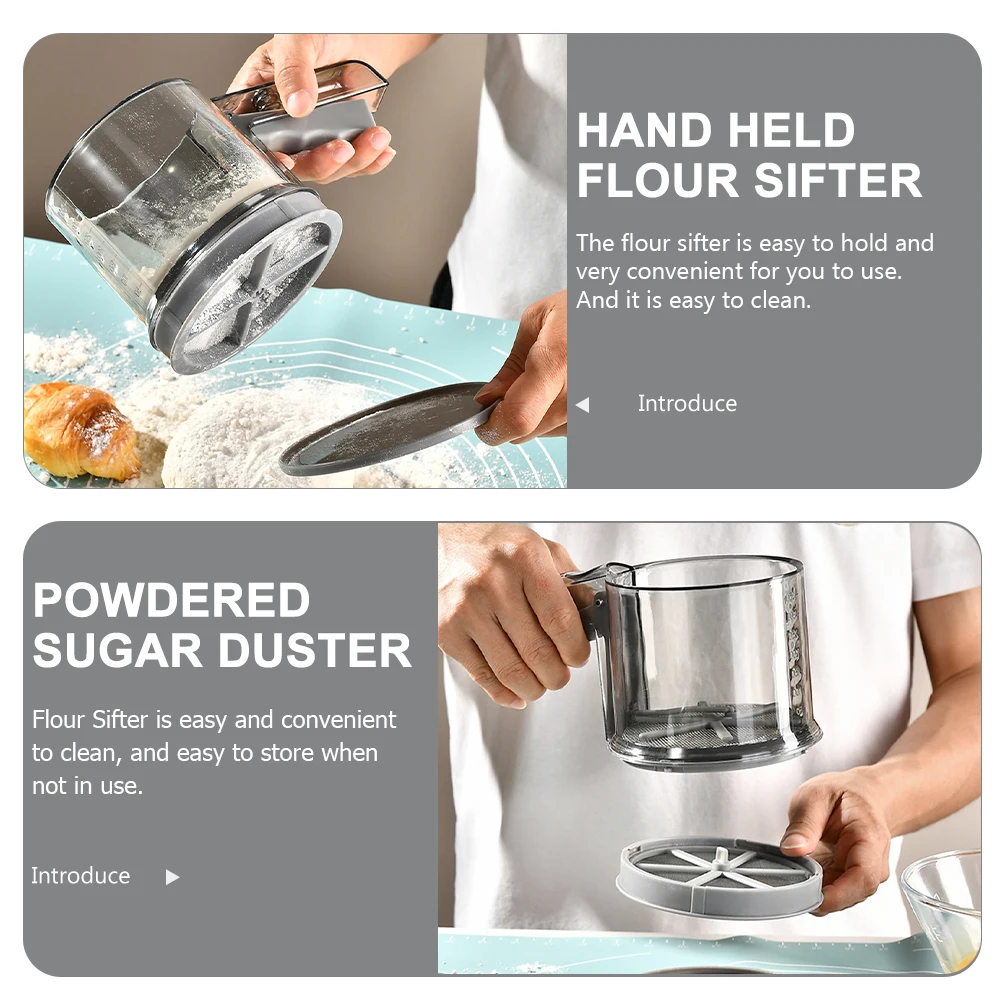 

Cup Flour Sifter Semi Automatic Small Sieve Fine Mesh Manual Powder Strainer Easy Clean Handle Design Portable Kitchen Sifter