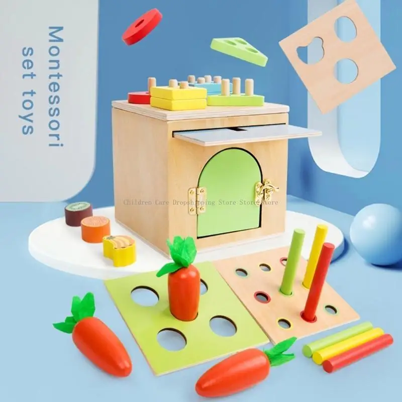 6in1 Coin Box đối tượng đồ chơi bằng gỗ Trẻ hoạt động Đồ chơi Đạo cụ Dạy