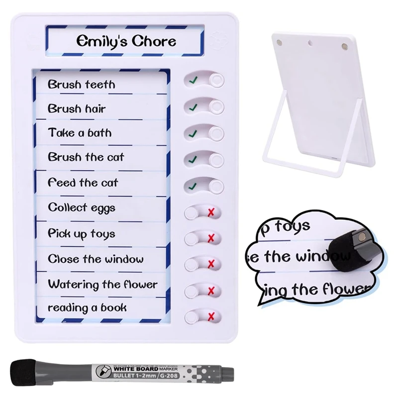 1Set For Kids,Reusable To Do List Board My Chores Magnetic Dry Erase Checklist Board White