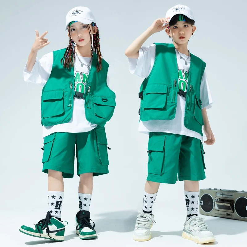 Children Hip Hop Dance Costume Boys Street Dance Drum Show Clothing Girls Jazz Dance Clothes Stage Performance Outfits BL12675