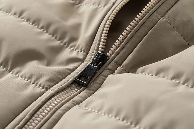 Men Black Khaki Green Solid Color Simple Basic Casual Trendy Daily Zipper Parkas Winter New Fashion American Style Male Coats