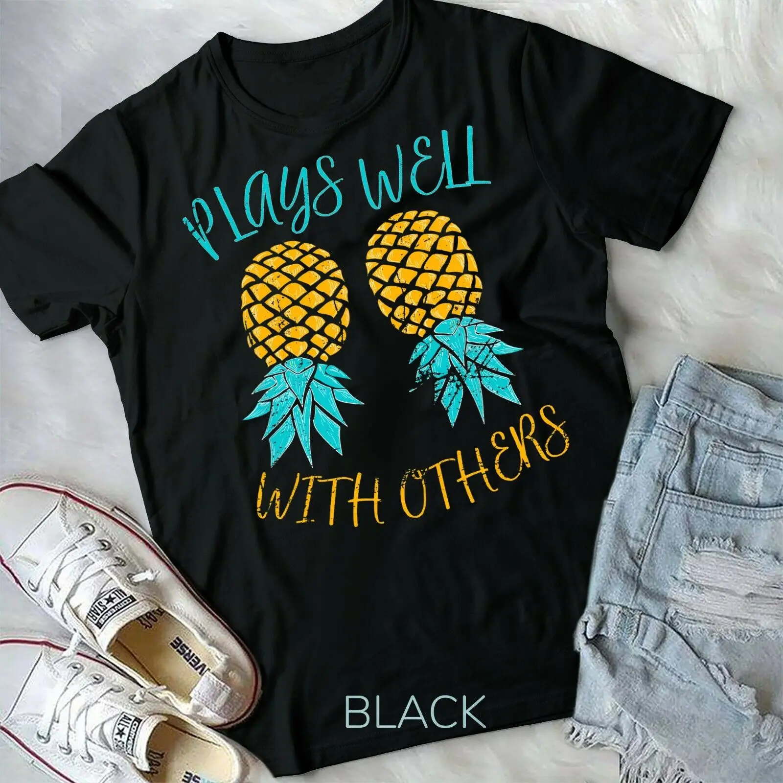 Funny Upside Down Pineapple Shirt for swingers party gift Unisex T-shirt