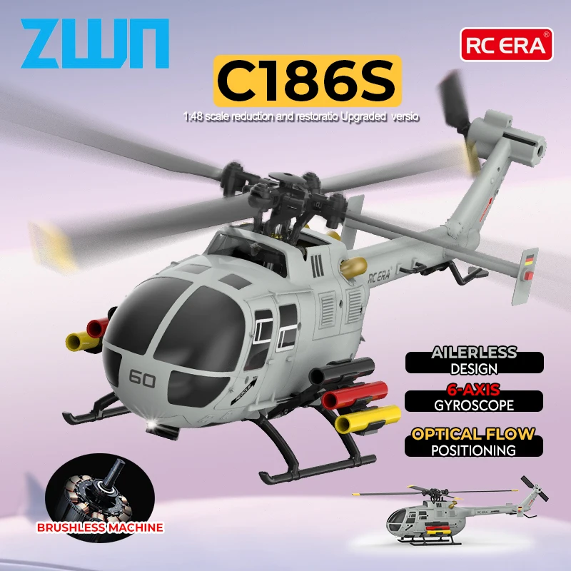 

C186S 2.4G RC Helicopter 4CH 6-Aixs Gyroscope Altitude Hold Optical Flow Brushless Remote Control Helicopter Toys For Kid Adult