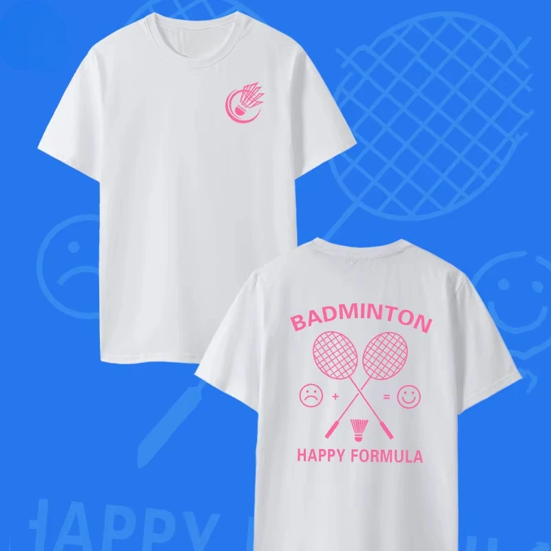Black Badminton HAPPY FORM Sport T-shirt Cotton Graphic Tee Men Women Summer Streetwear