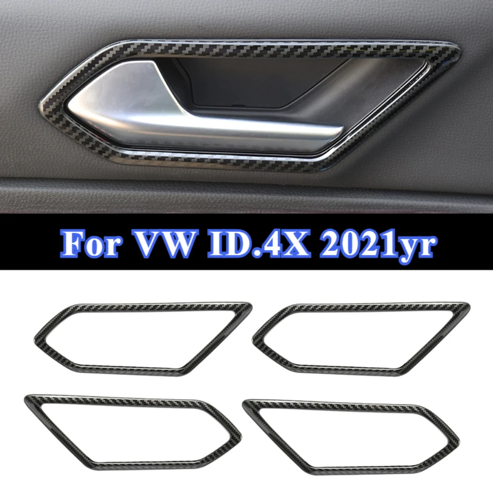 

Car Inner Door Handle Bowl Cover For VW Volkswagen ID.4X ID4 X Carbon Fiber Decoration Frame Trim Sticker Moulding Accessories