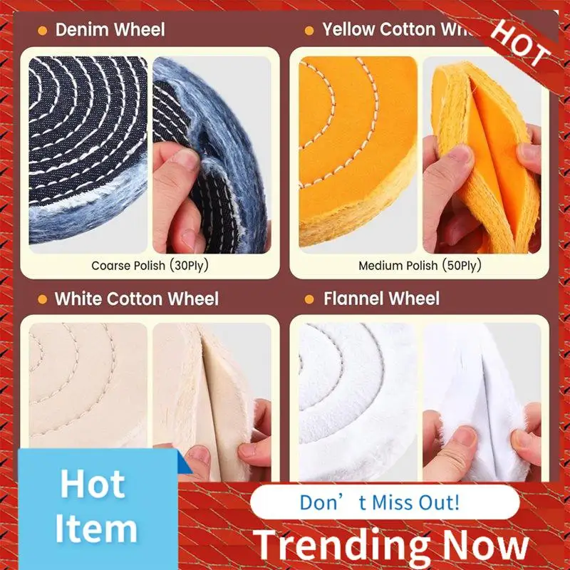 Entrega en 24 horas para amoladora de banco, 8 Uds., Kit de ruedas para pulir y pulir de 6 pulgadas, incluye orificio para cenador de 1/2" y 4 juegos de componentes para pulir,