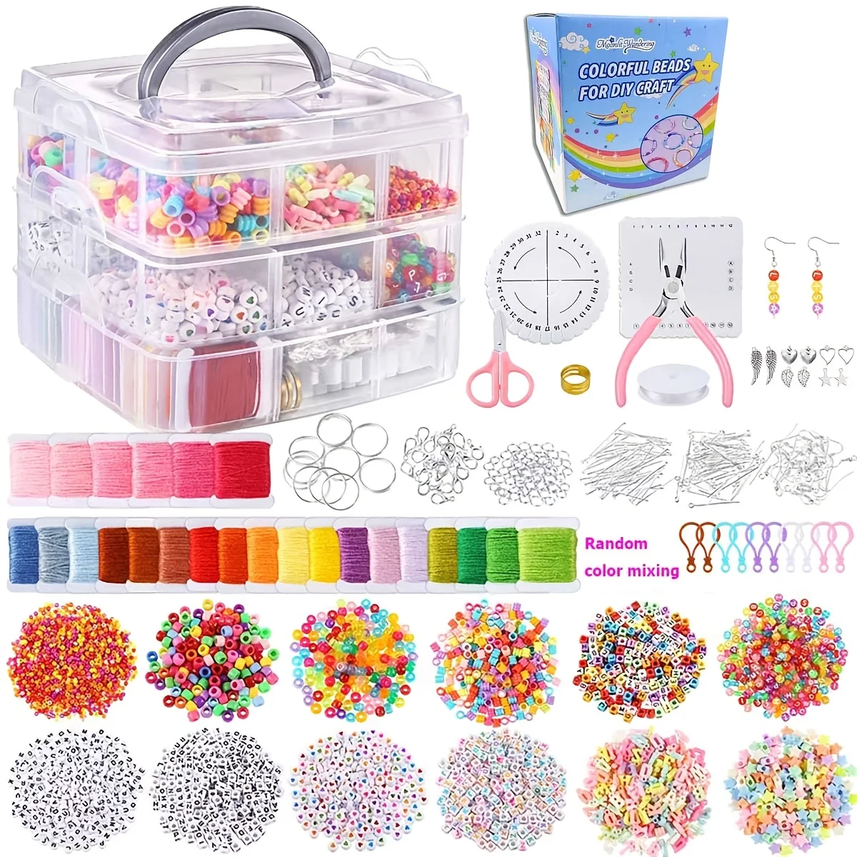 

Трехслойная подарочная коробка с набором для изготовления украшений своими руками, аксессуары для подвесок, подходят для браслетов, украшений, аксессуаров, ювелирных подарков.