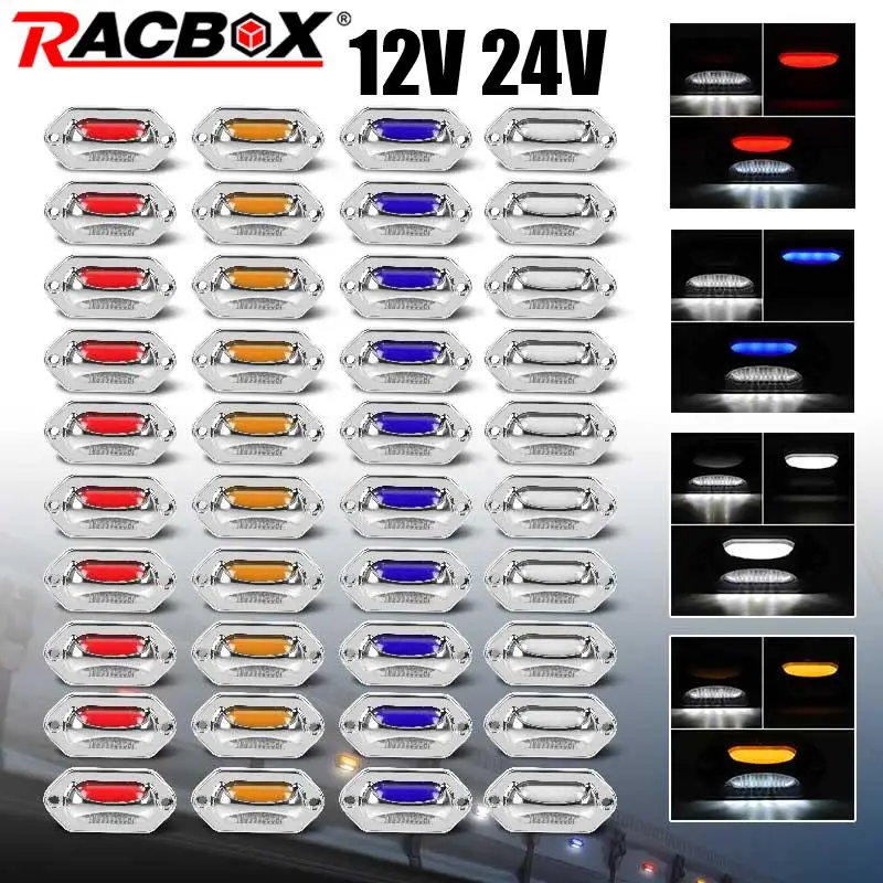 

Боковой габаритный фонарь прицепа 12 В 24 В Светодиодный фонарь номерного знака Двухцветный указатель поворота Задний стоп-сигнал для автомобиля Грузовик Грузовик Пикап Автобус
