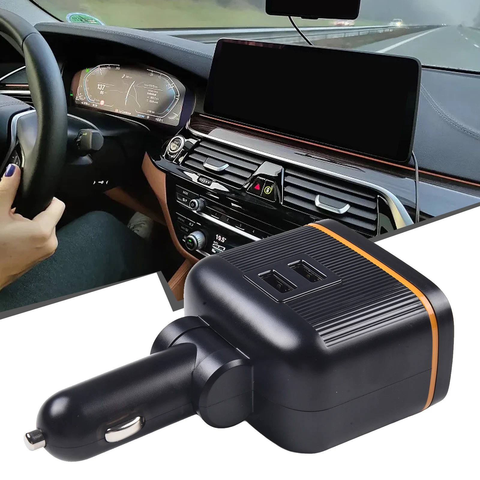 

Dual USB Quick Charger Socket Car Cigarette Lighter Splitter Auto FM Transmitters Bluetooth Hands-Car Charger