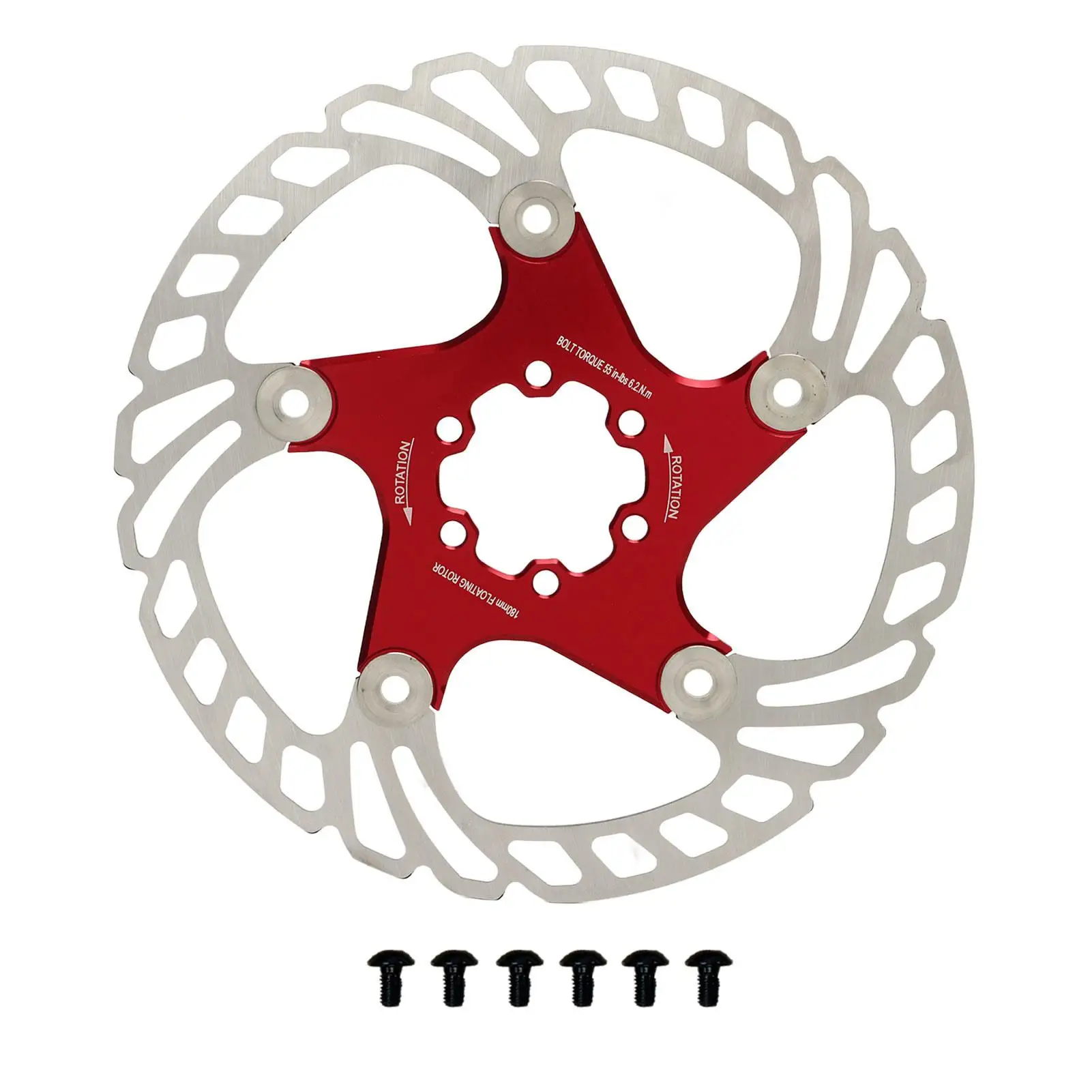 6-Piece Red Hollow Floating Brake Disc Set for Road Bikes - High-Performance for replacement Parts