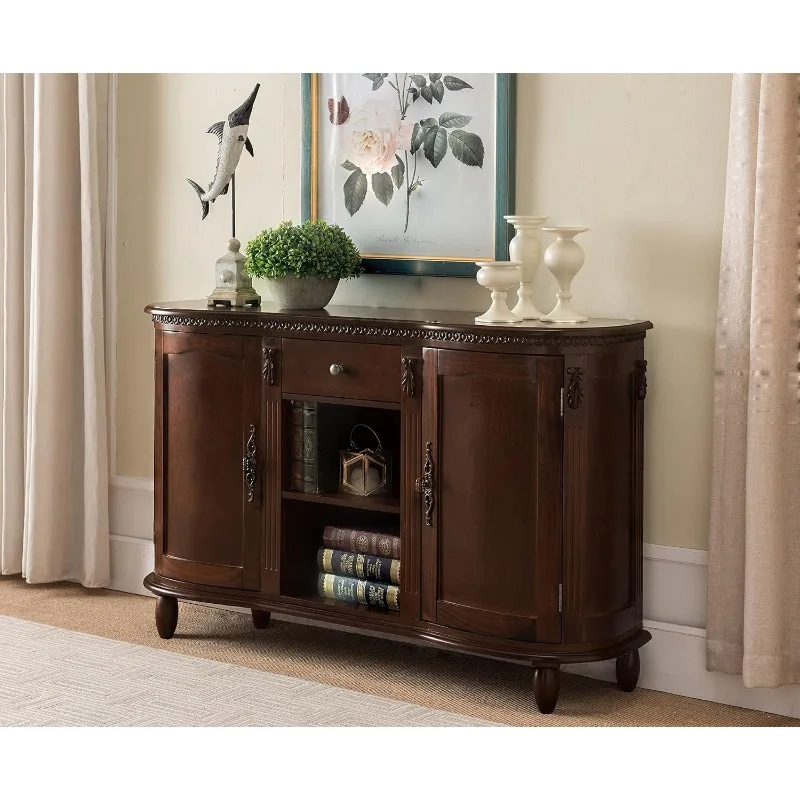 

Wood Buffet Server/Sideboard Console Table Cabinet,with 2 Cabinets, Drawer & Shelves.Suitable for Living Room, Kitchen