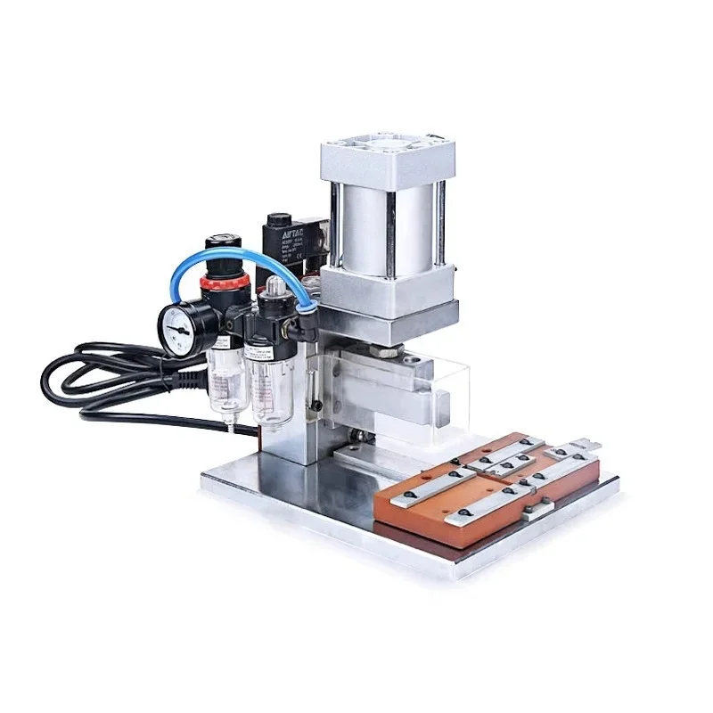 Wire laying and pressing machine, pneumatic crimping machine, wire harness, pneumatic automatic riveting machine