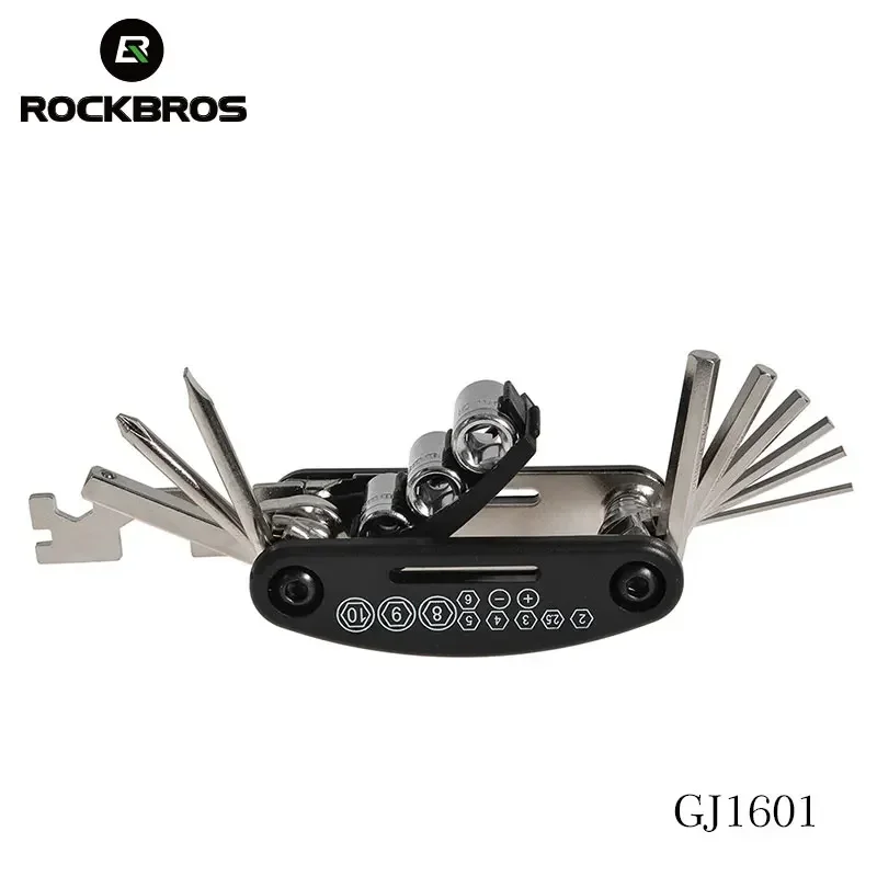 ROCKBROS 16 in 1 Bike Bicycle Multi Repair Tool Set Kit Hex Spoke Cycle Screwdriver Tool Wrench Mountain Cycle Tool Sets Black