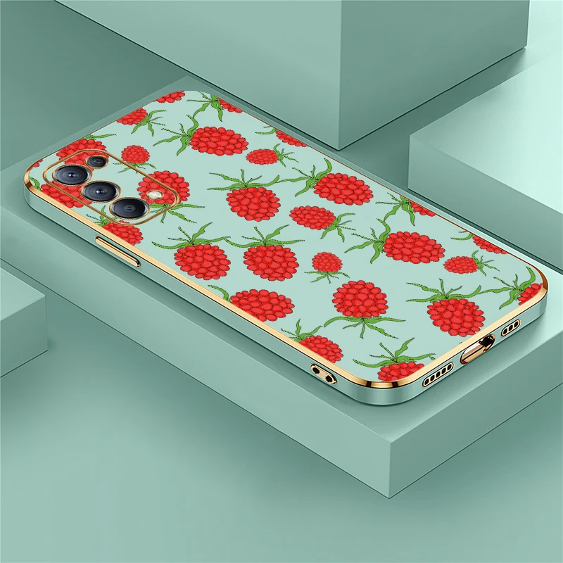 Funda de teléfono de TPU suave para OPPO Reno 4 5 6 7 Lite 5 5G 5F 5K 4Z 4G 2 2Z 2F, carcasa de parachoques a prueba de golpes con diseño de Frutis y revestimiento de lujo