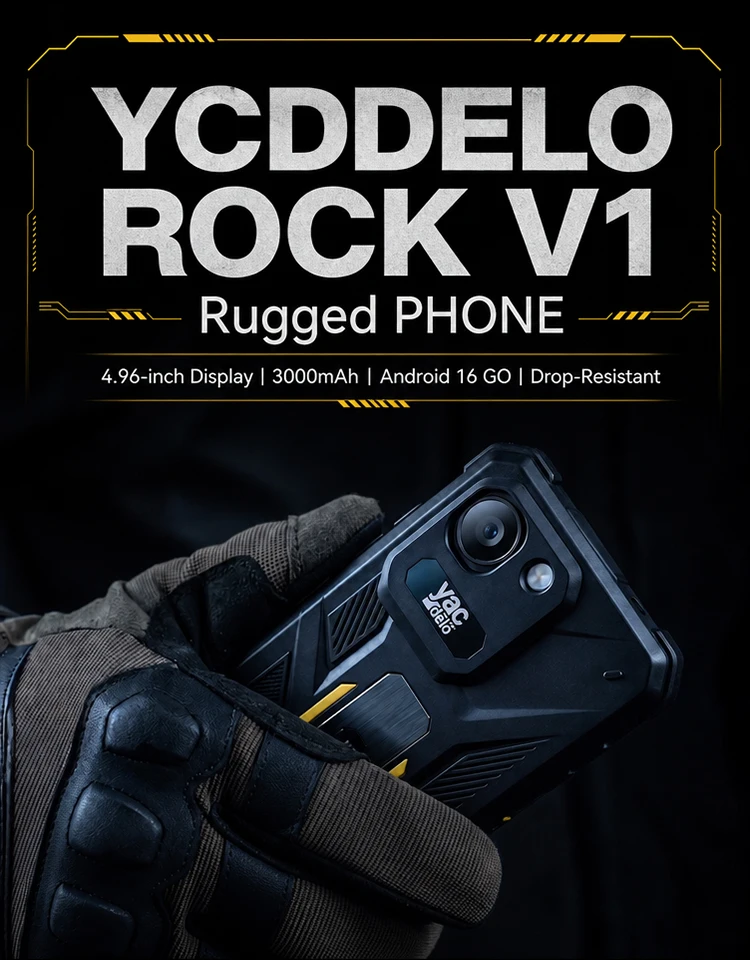 YACDELO ROCK V1 Mini Smartphone Compact Size 4.96' Display 3GB 32GB Removable 3000mAh Battery Android 16 GO Light Weight Phone