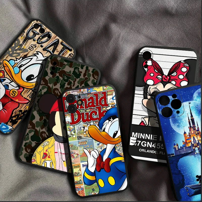 Mickey Donald Duck For iPhone 15 14 13 12 11 Pro Max 13 12 Mini 6 6S 7 8 Plus Phone Case Liquid Silicone Cover Funda Coque