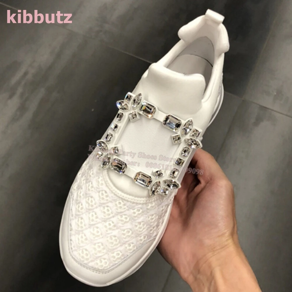 Mesh Sport Sneaker Square Crystal punta a punta piatta con traspirante confortevole Slip-On moda elegante scarpe da donna di lusso più nuove