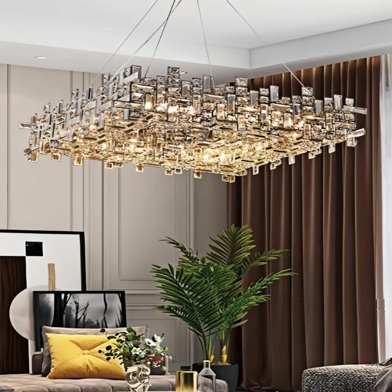 

Italian light luxury crystal living room chandelier creative and grand villa bedroom dining room clubhouse hotel lobby pendant