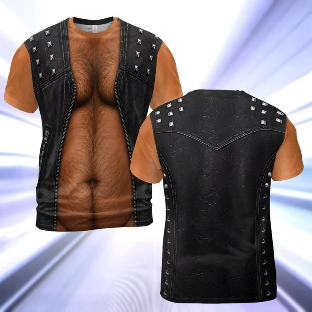 Muskel-3D-T-Shirt mit Muskel-Tattoo-Print für Sommer-Strandurlaub, Herren-Kurzarm-T-Shirt mit 3D-Digitaldruck, lässige Oberteile – Detail 8