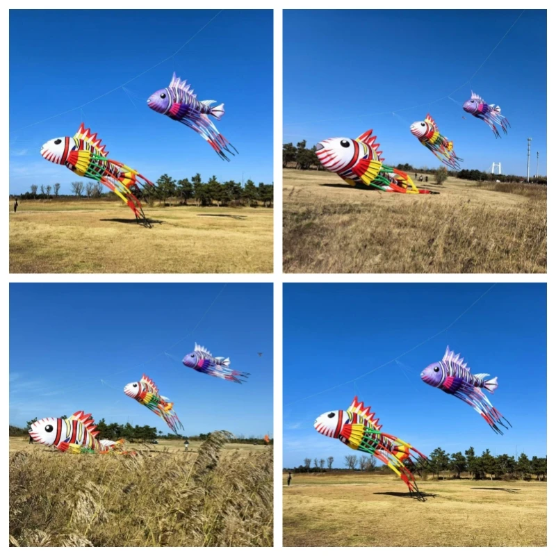 800cm new fish kite flying string line soft kite pilot inflatable kites nylon Outdoor play kite professional lion fun Parachute