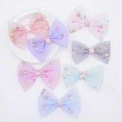 24Pcs 6CM Glitter Sequins Bow Tie Applique for DIY Headwear Hair Clips Decor Clothes Hat Sewing Supplies Accessories Patches