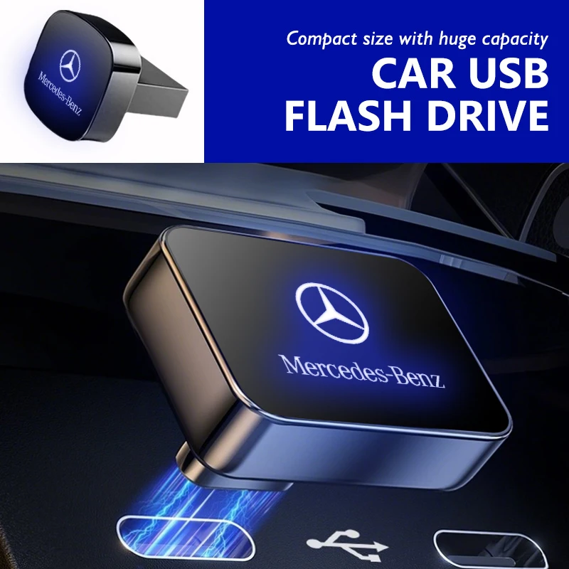 Автомобильный портативный накопитель 32 ГБ/64 ГБ квадратный USB-накопитель для Mercedes Benz W202 W212 W126 W140 W168 W177 CLS GLE GLC GLS CLA