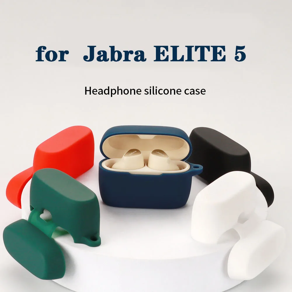 ซิลิโคนสำหรับ Jabra ELITE 5สี Anti-Drop ป้องกันหูฟังฝาครอบกล่องชาร์จพร้อม Hook