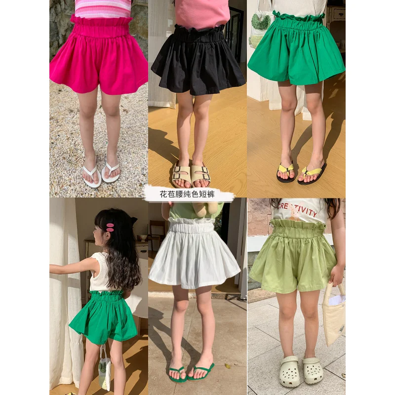 

XTY-Girls' Shorts Summer2024New Children's Western Style Bud-Shaped Pants Children Outerwear Summer Baby Thin Pantskirt