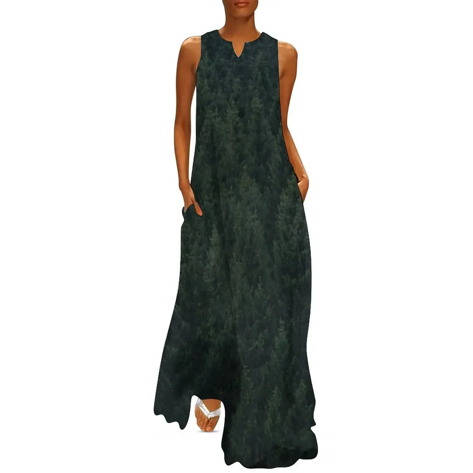 

Army Of Me // Evergreen Wilderness Pattern Forest With Cascadia Trees Long Dress luxury dresses Dress