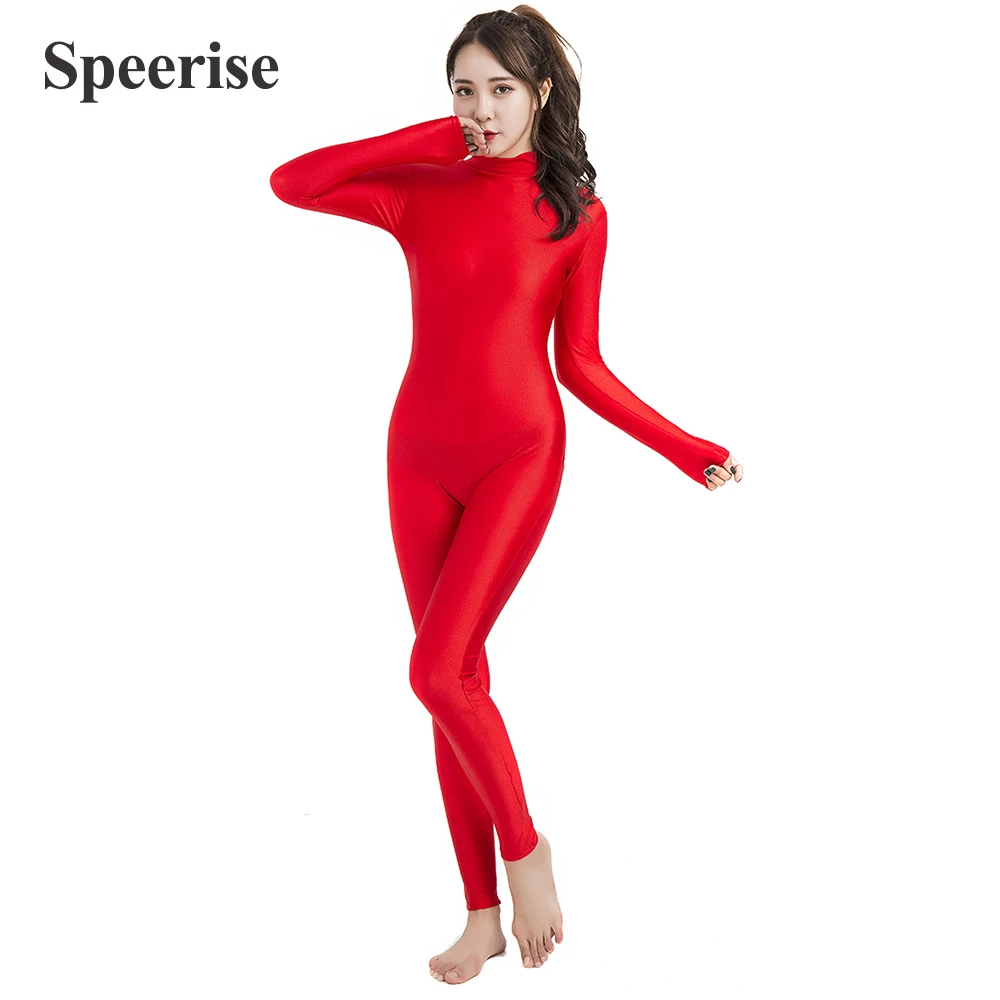 

SPEERISE Adult Long-sleeved Unitard Turtleneck Ballet Yoga Tight Spandex Full Length Dancewear Jumpsuit Gymnastics Halloween